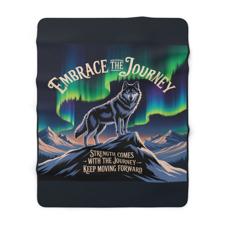 Embrace the Journey Wolf Sherpa Fleece Blanket