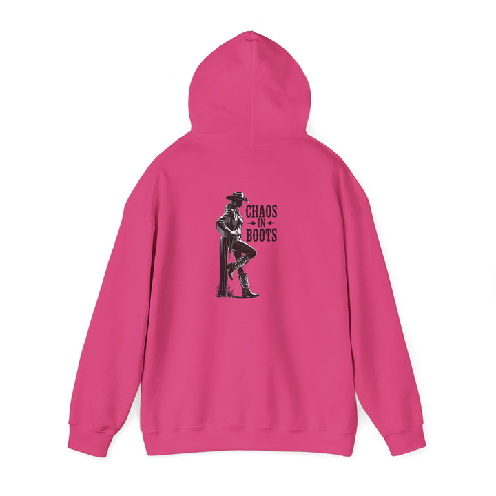 Chaos in Boots Hoodie —Cowgirl Rebel Bold Edition