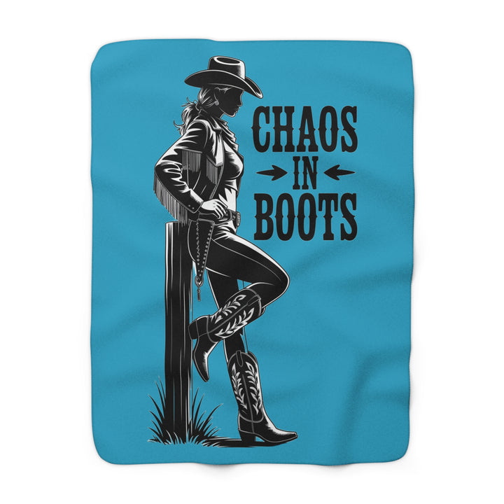Sherpa Fleece Blanket - Chaos in Boots Cowgirl Rebel Design