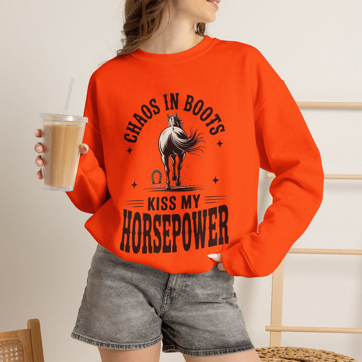 Chaos in Boots Kiss My Horsepower Sweatshirt