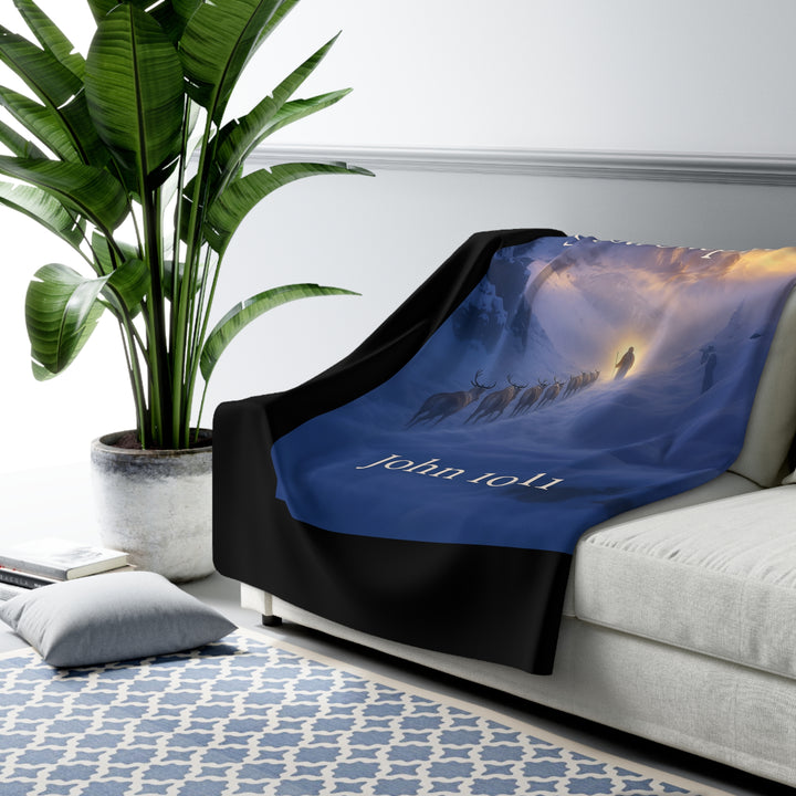 Sherpa Fleece Blanket - I Am the Good Shepherd Design