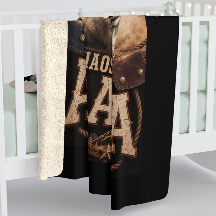 Chaos in Boots Alaska Rodeo Ride Sherpa Fleece Blanket