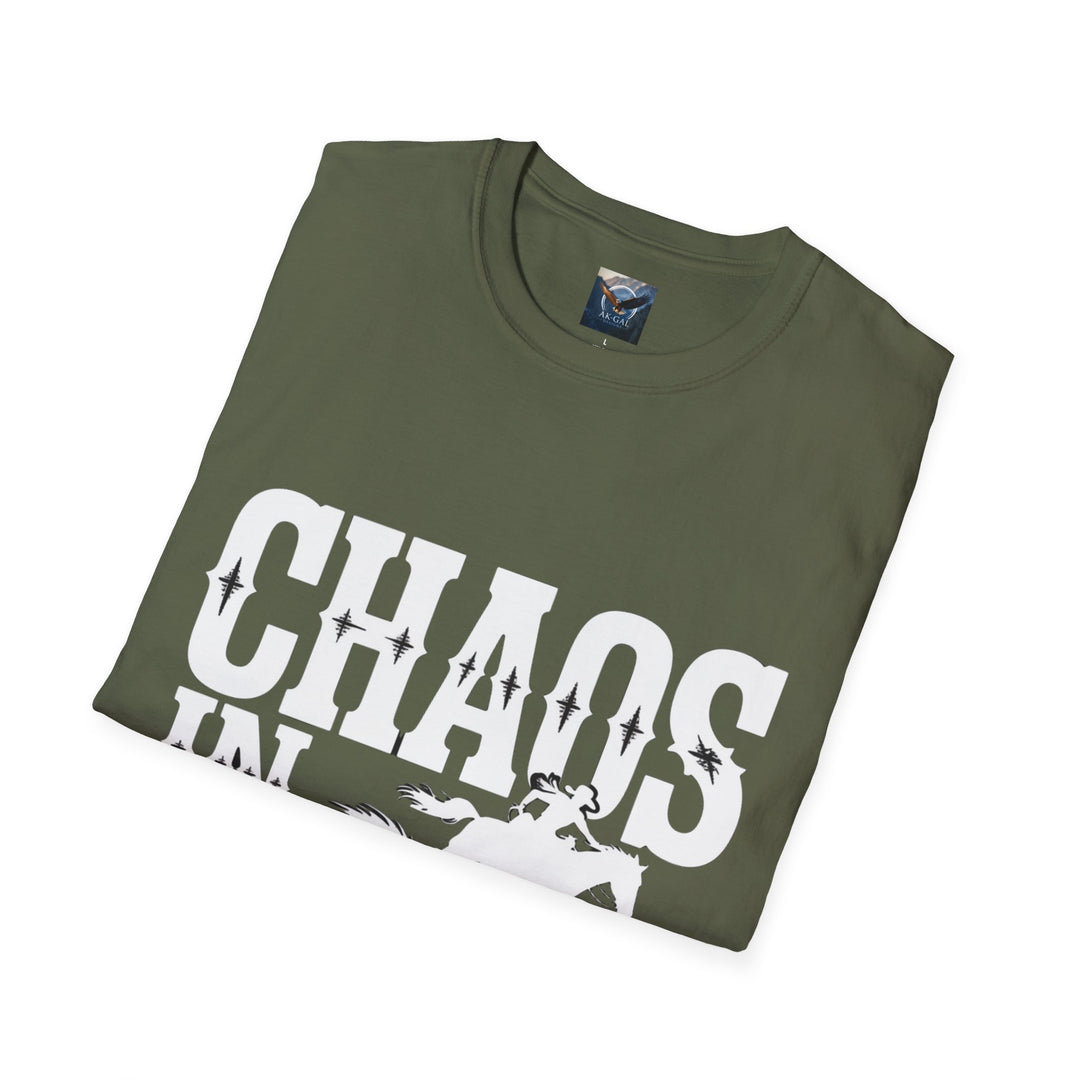 Chaos in Boots – Fast Barrel Racing T-Shirt