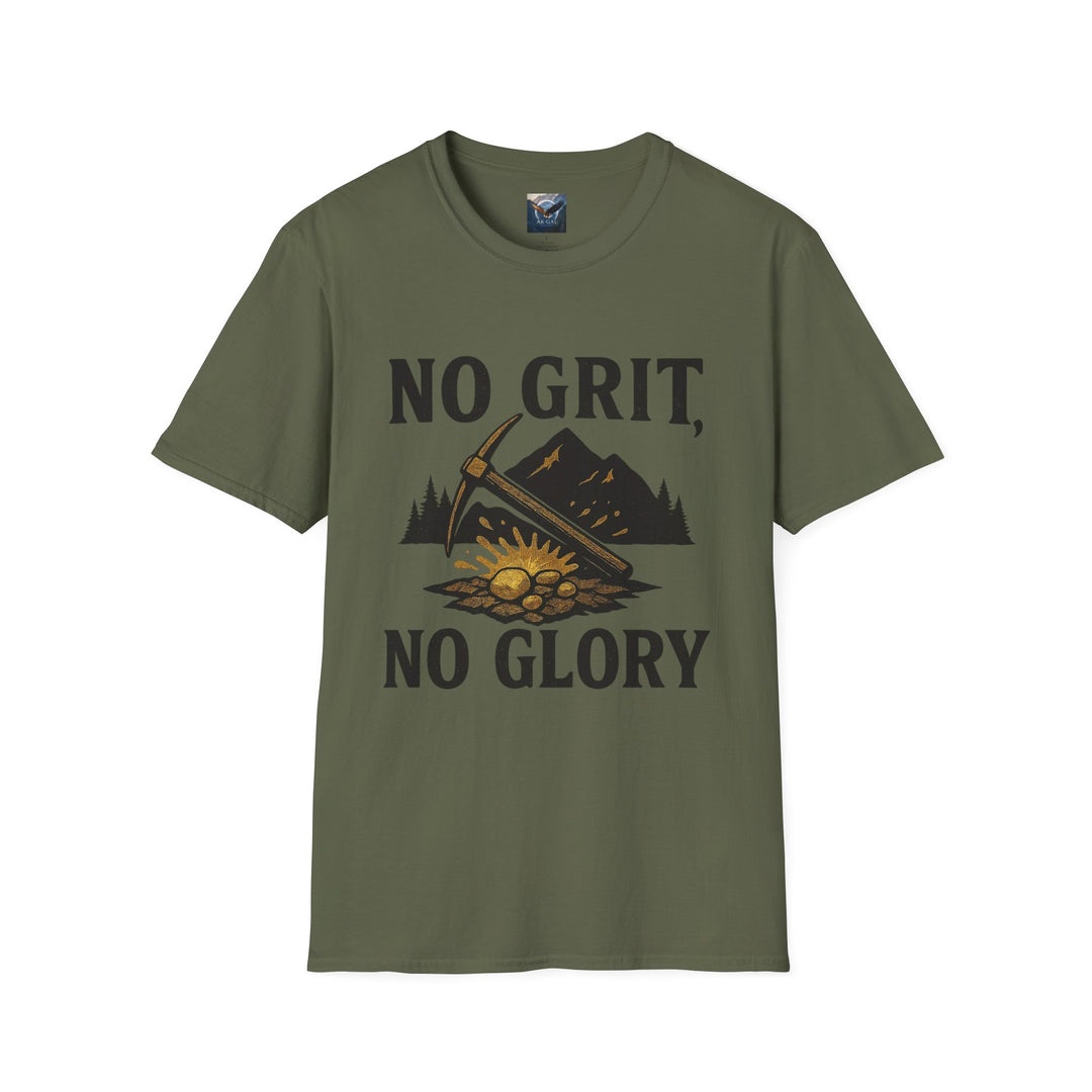 Green No Grit, No Glory T-Shirt - motivational unisex graphic tee 
