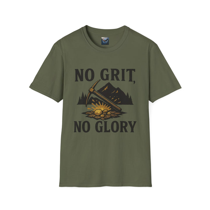 Green No Grit, No Glory T-Shirt - motivational unisex graphic tee 