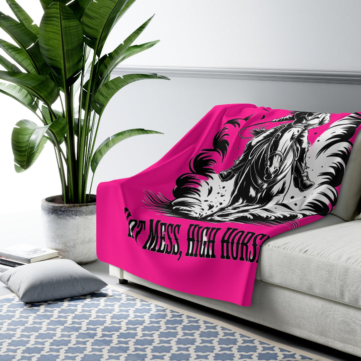 Chaos in Boots Alaska Hot Mess & High Horse Sherpa Fleece Blanket