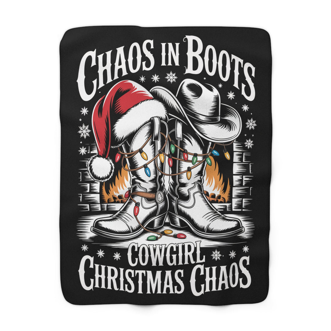 Chaos in Boots Cowgirl Christmas Chaos Sherpa Fleece Blanket