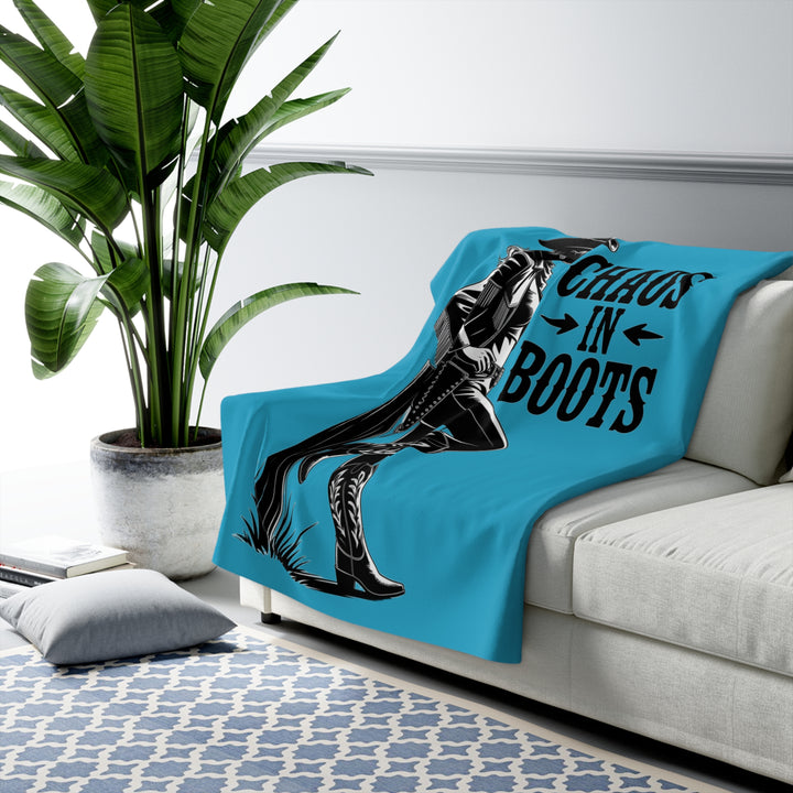 Sherpa Fleece Blanket - Chaos in Boots Cowgirl Rebel Design