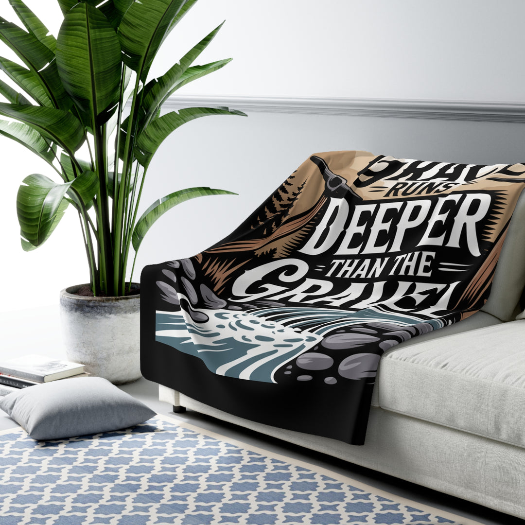 Sherpa Blanket - Grace Runs Deeper Than the Gravel Design