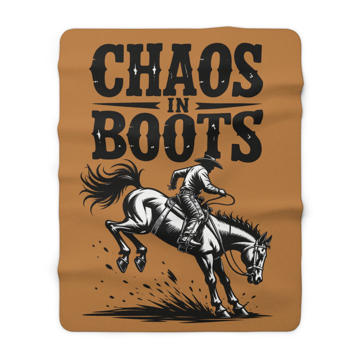 Sherpa Fleece Blanket – Chaos in Boots: Bronc Edition Design