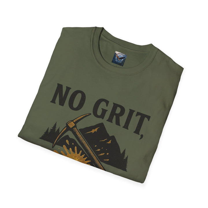 Folded green No Grit, No Glory t-shirt 