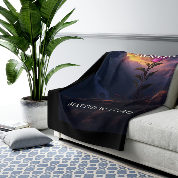 Inspirational Sherpa Fleece Blanket - Faith Like Fireweed Design