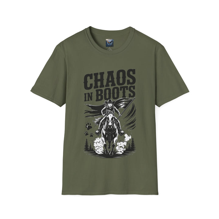 Chaos in Boots – Frontier Freedom Rider T-Shirt