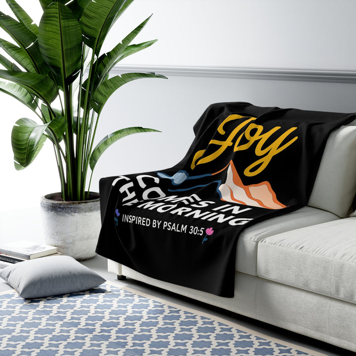 Inspirational Sherpa Fleece Blanket - Joy Comes in the Morning Design