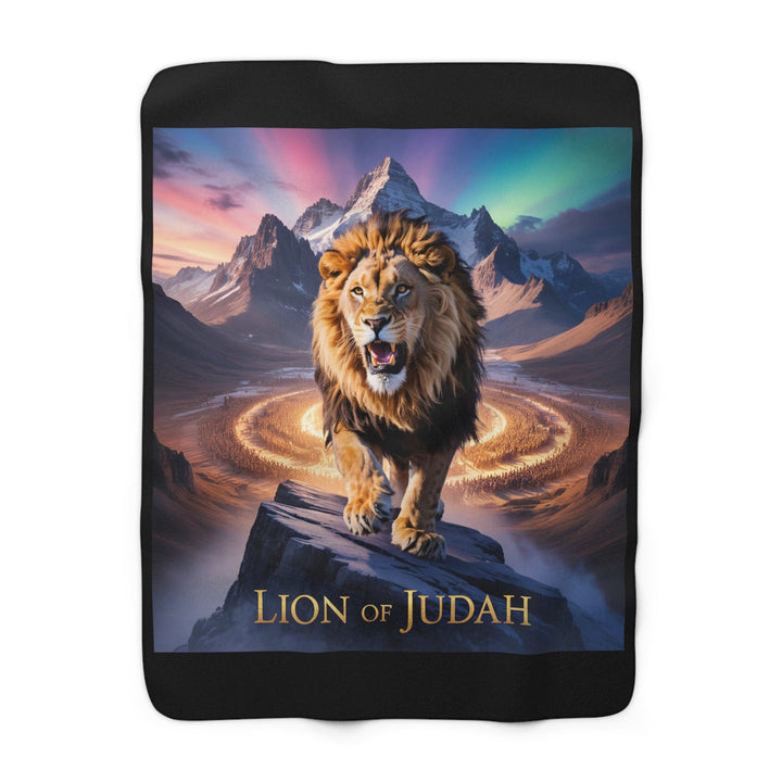 Inspirational Sherpa Fleece Blanket - Lion of Judah Design