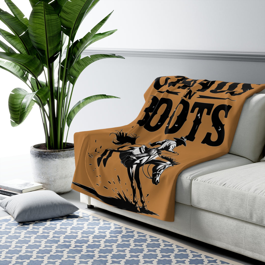 Sherpa Fleece Blanket – Chaos in Boots: Bronc Edition Design