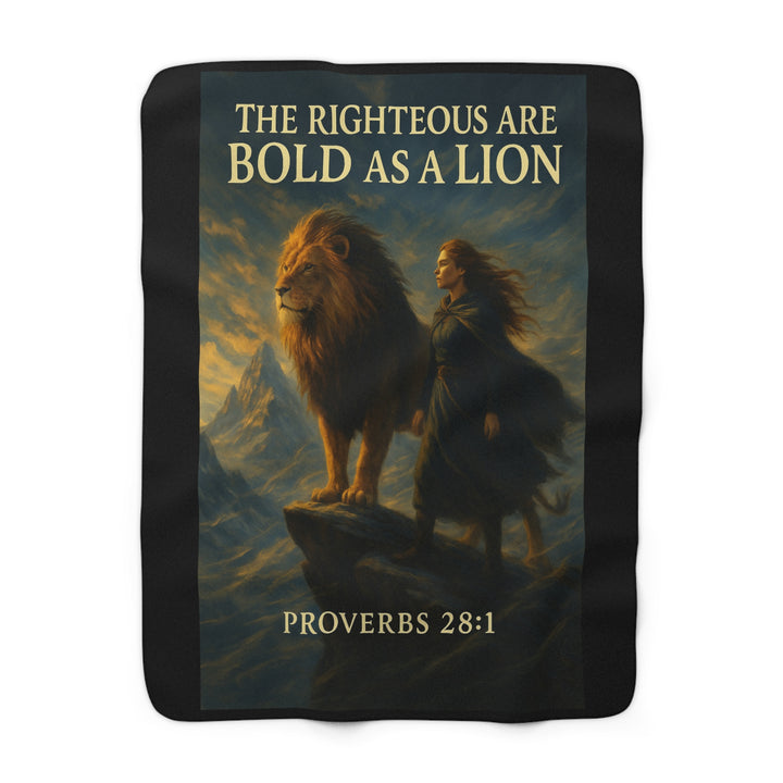 Inspirational Sherpa Fleece Blanket - Bold as a Lion Design