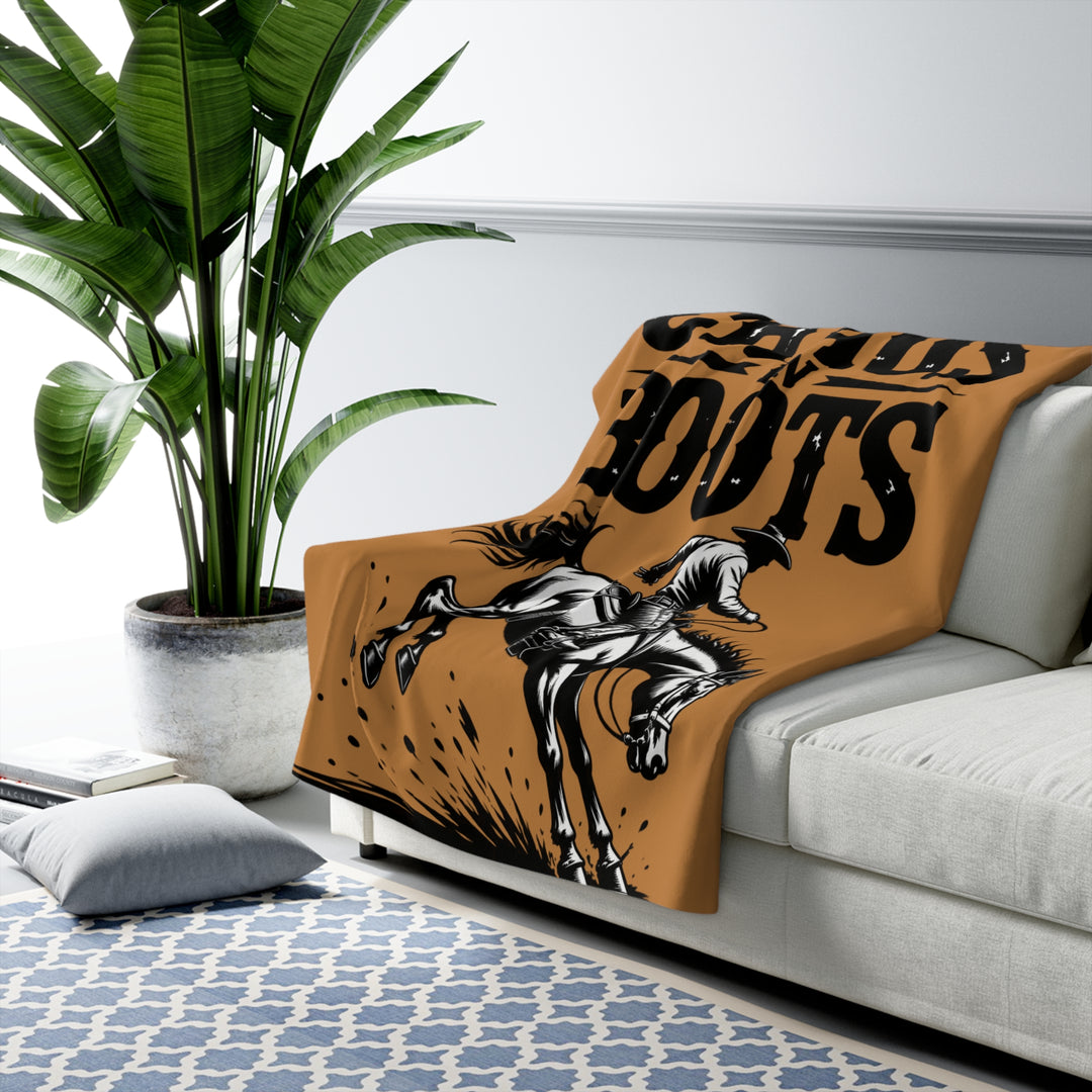 Sherpa Fleece Blanket – Chaos in Boots: Bronc Edition Design