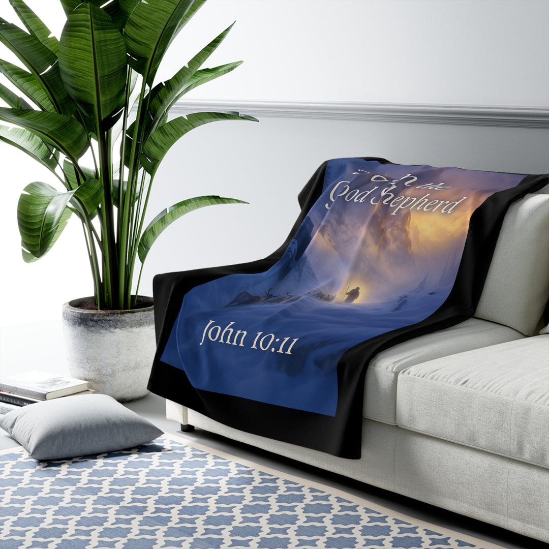 Sherpa Fleece Blanket - I Am the Good Shepherd Design