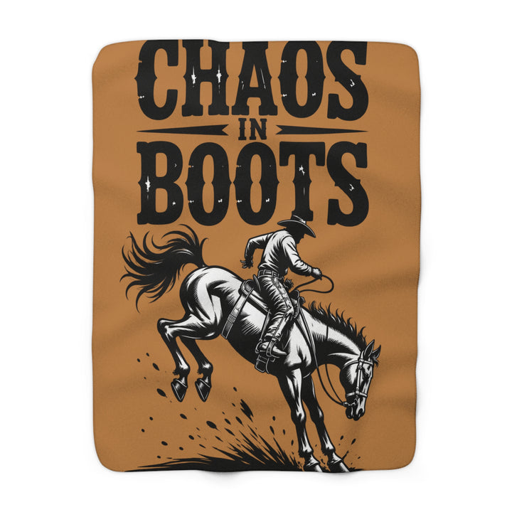 Sherpa Fleece Blanket – Chaos in Boots: Bronc Edition Design