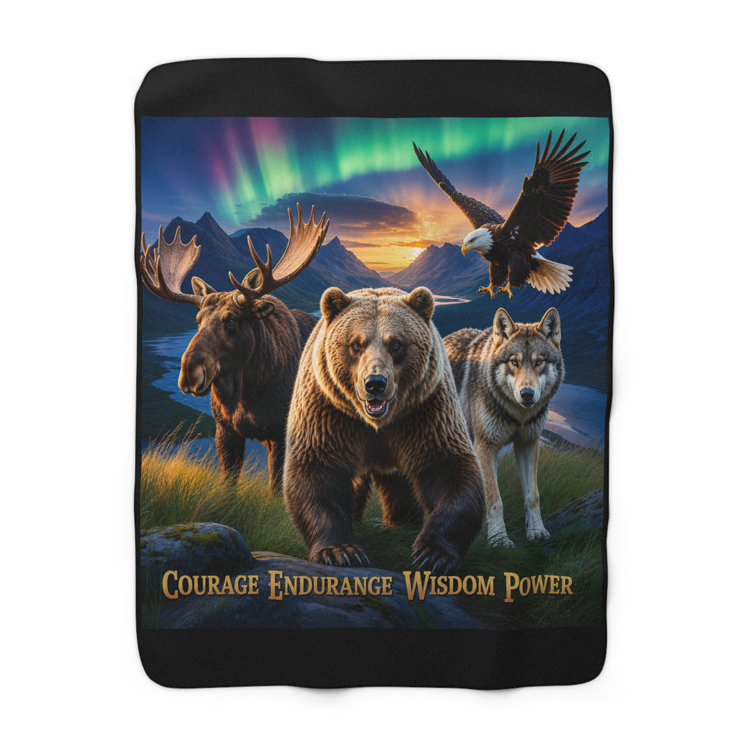 Sherpa Fleece Blanket - Courage, Endurance, Wisdom, Power Design